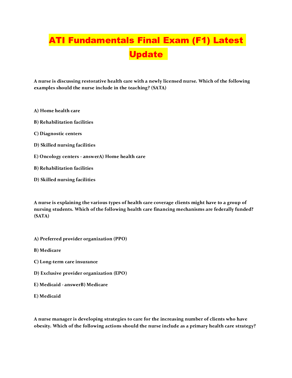 Ati fundamentals final exam f1 latest update scholarfriends
